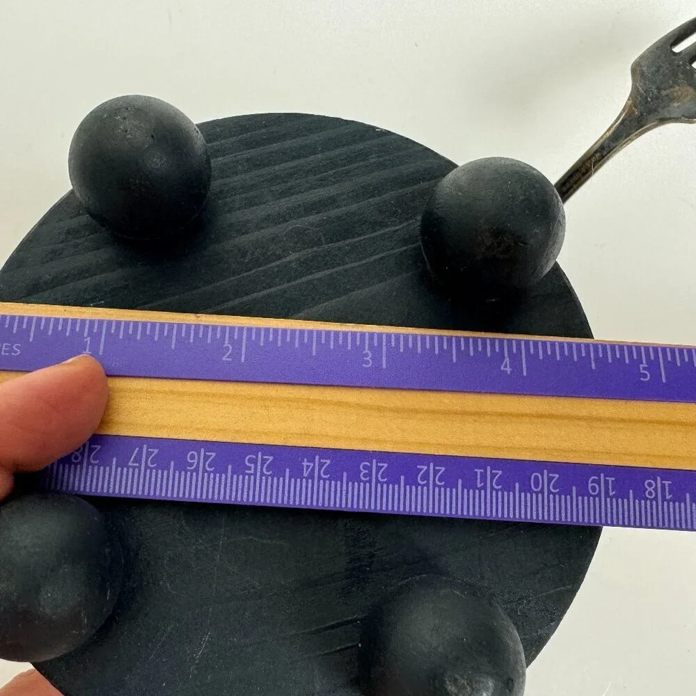 RARE Unique Wooden Candlestick Fork Holder